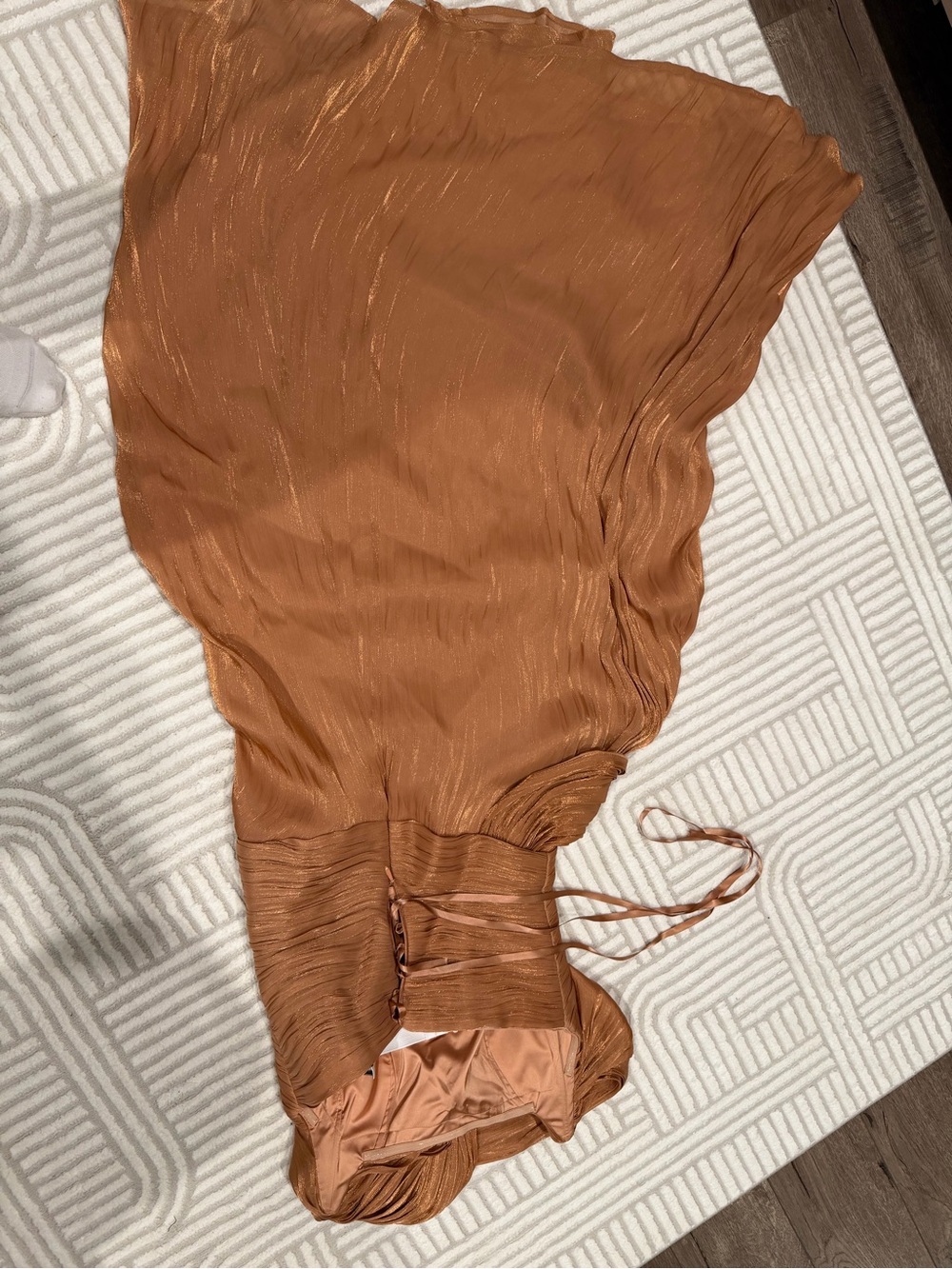 Women's Copper Brown Maxi Dress with Textured Ruching